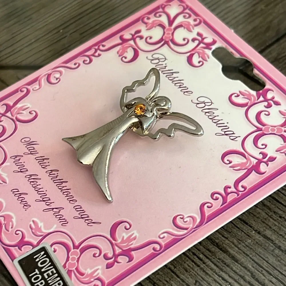Vintage CAMCO November Birthstone Blessings Angel Pin